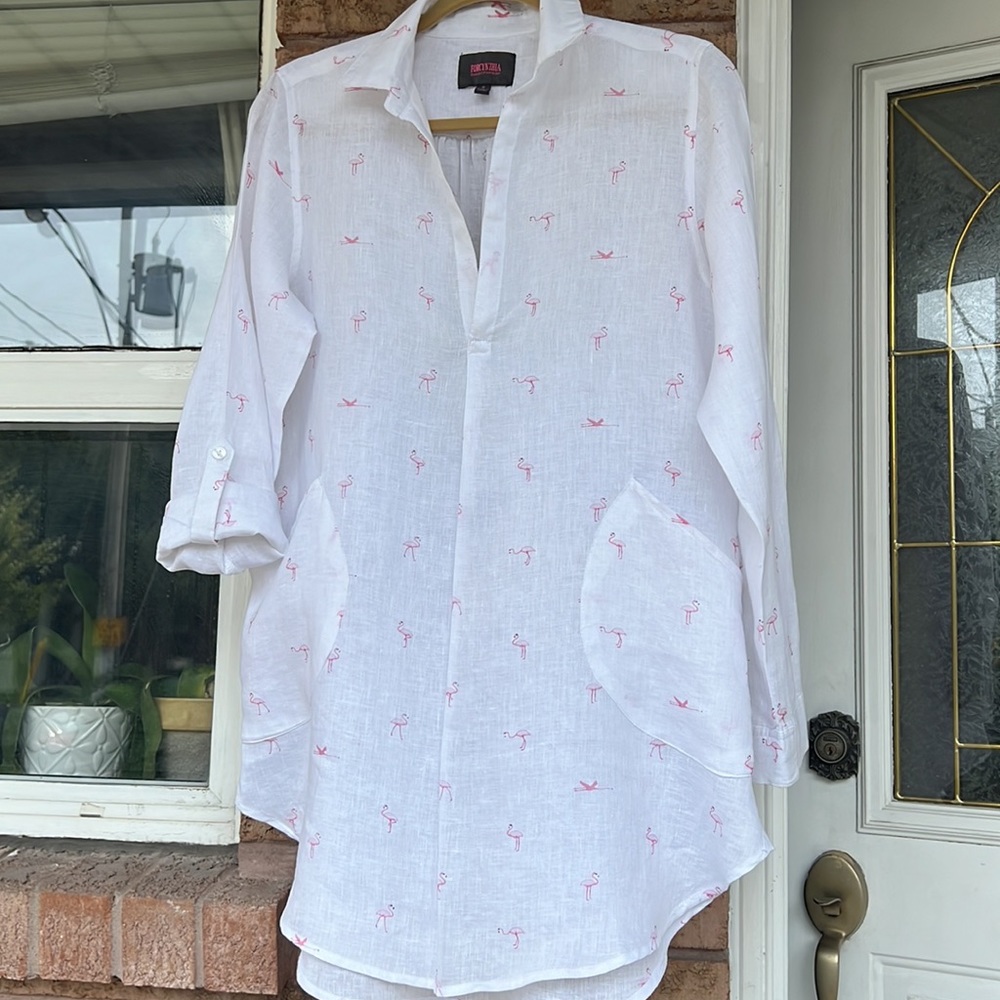 NWOT FORCYNTHIA beachwear linen dress, size small